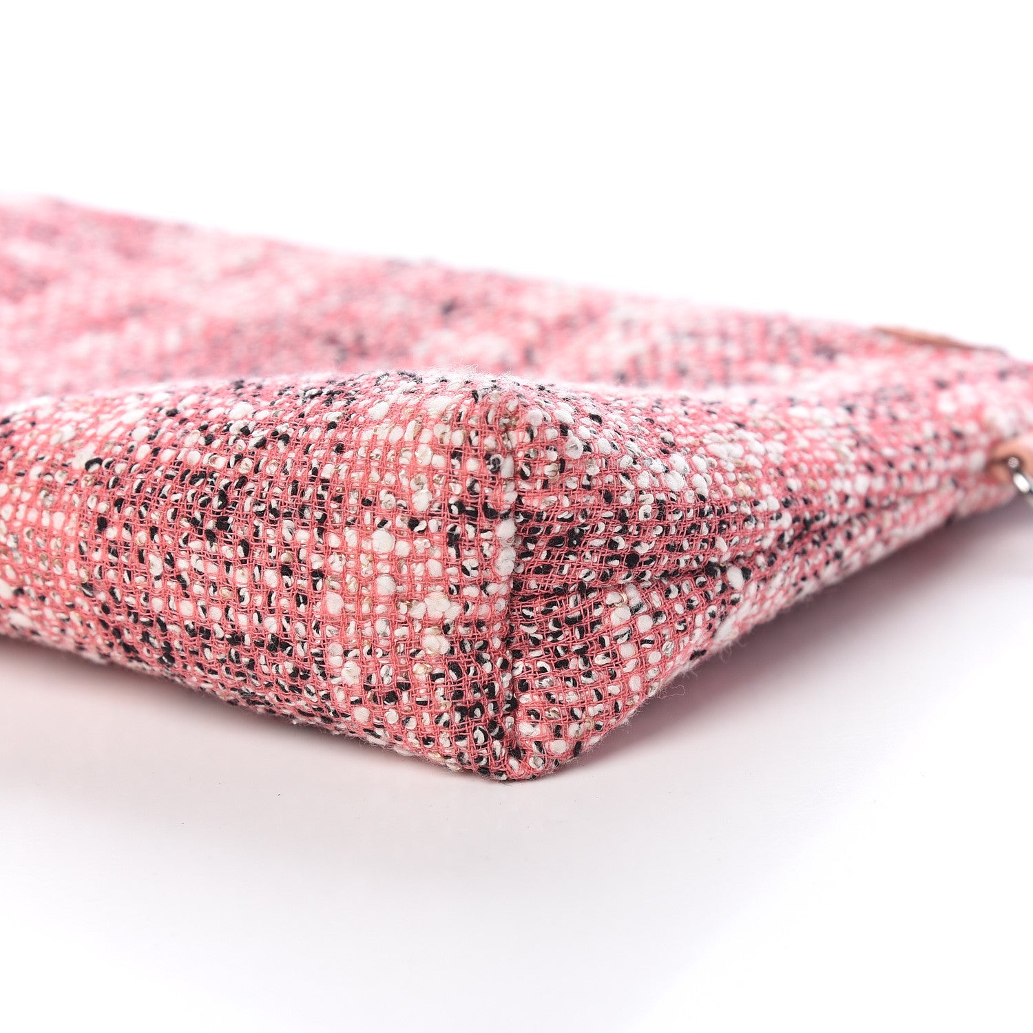 Chanel Tweed Pouch Pink White 3 of 8