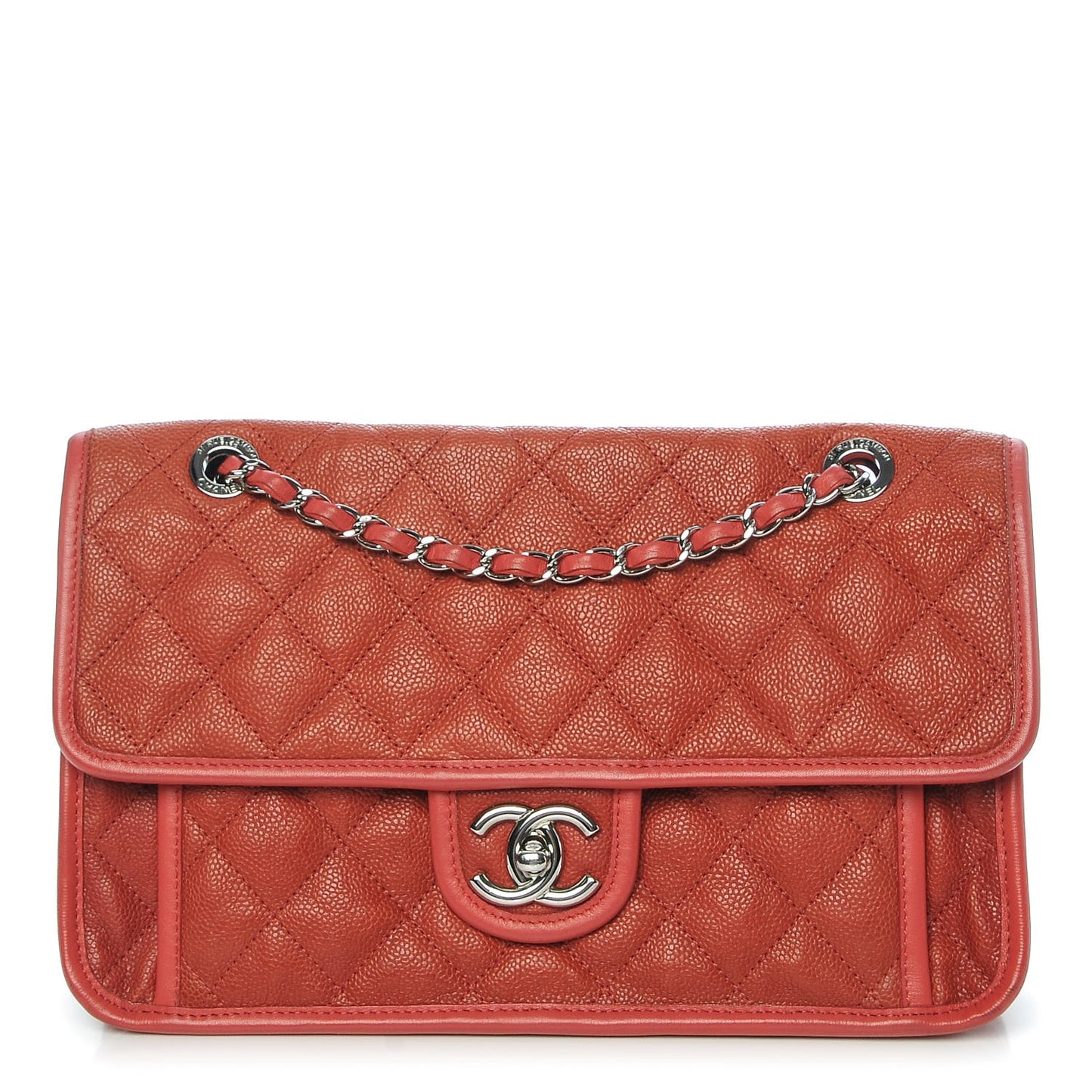 Caviar Quilted Medium French Riviera Flap Red