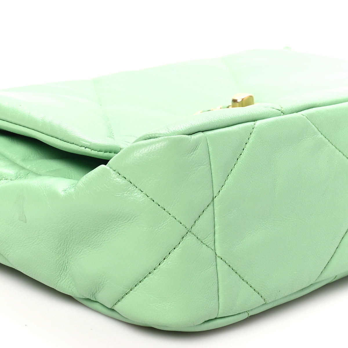 Goatskin Quilted Medium Chanel 19 Flap Light Green
