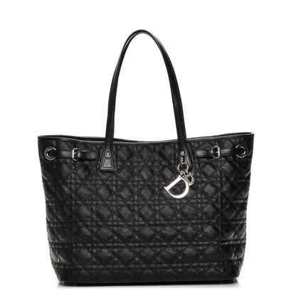 Christian Dior Coated Canvas Cannage Medium Panarea Tote Black 1 of 6