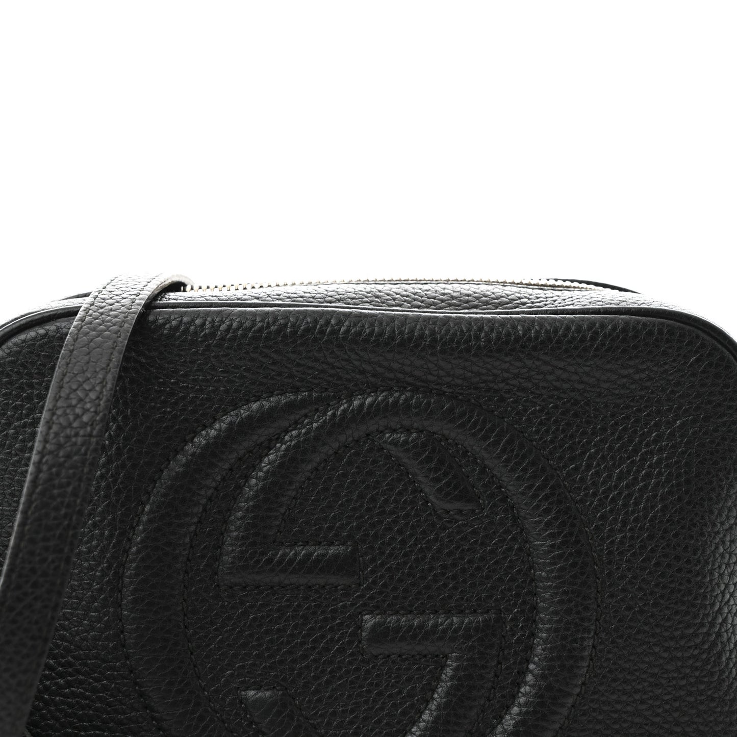 Pebbled Calfskin Small Soho Disco Bag Black