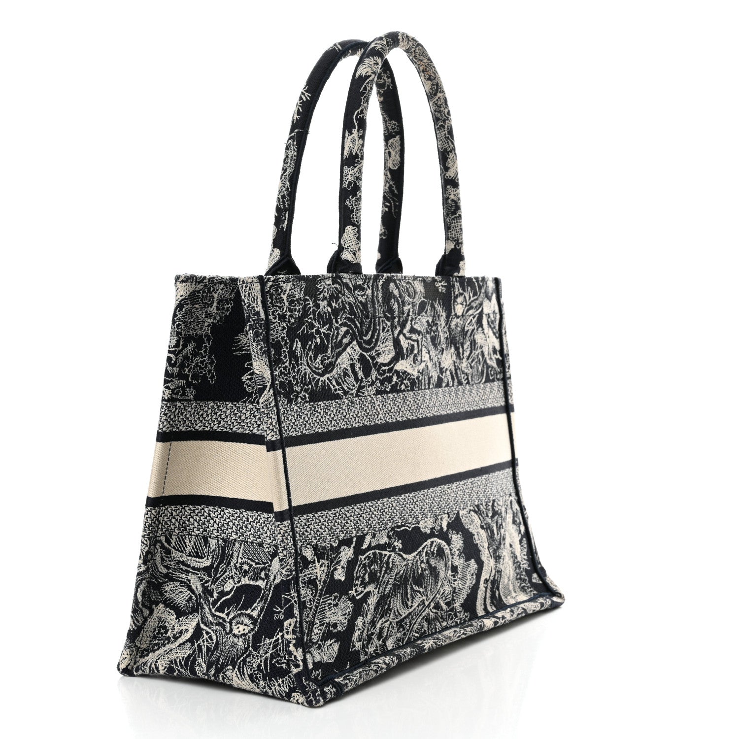 Christian Dior Canvas Embroidered Medium Dioriviera Toile De Jouy Reverse Book Tote Blue 3 of 14