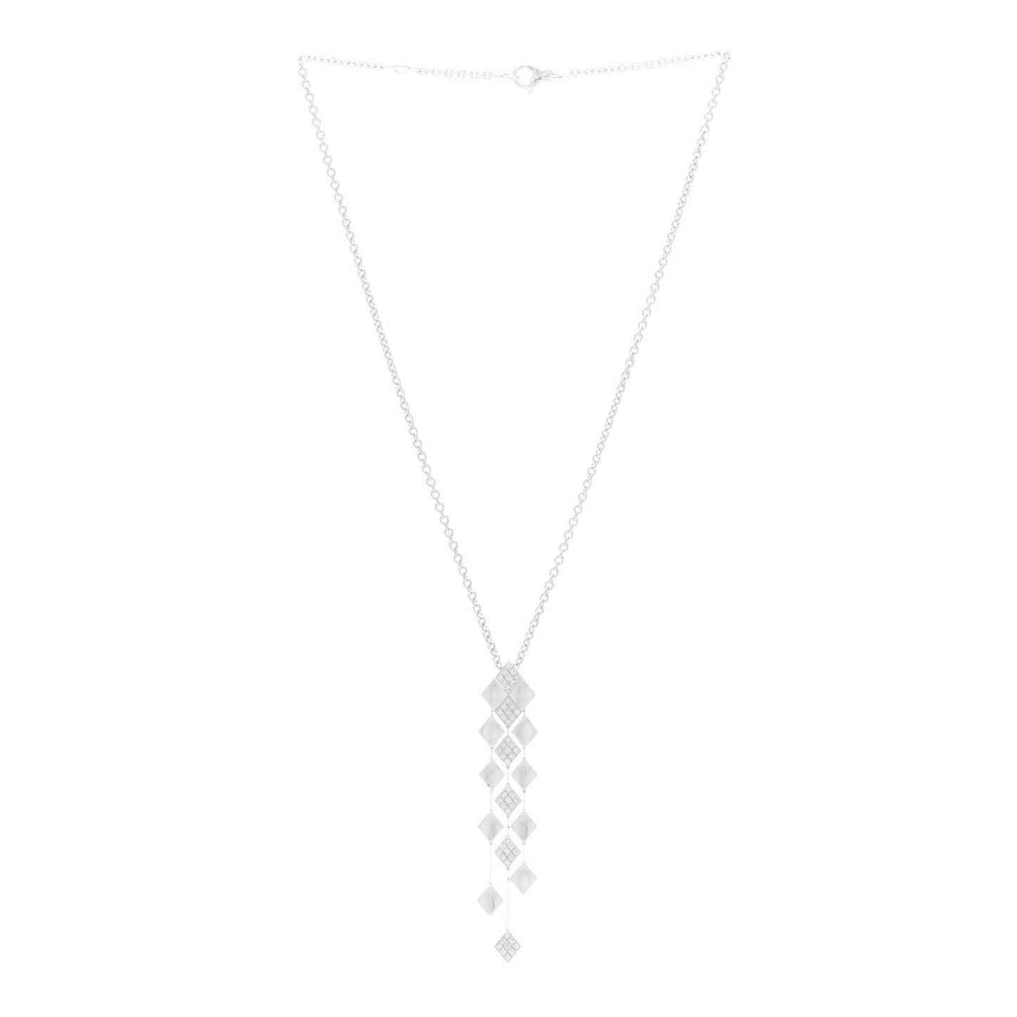 18K White Gold Diamond Matelasse Necklace