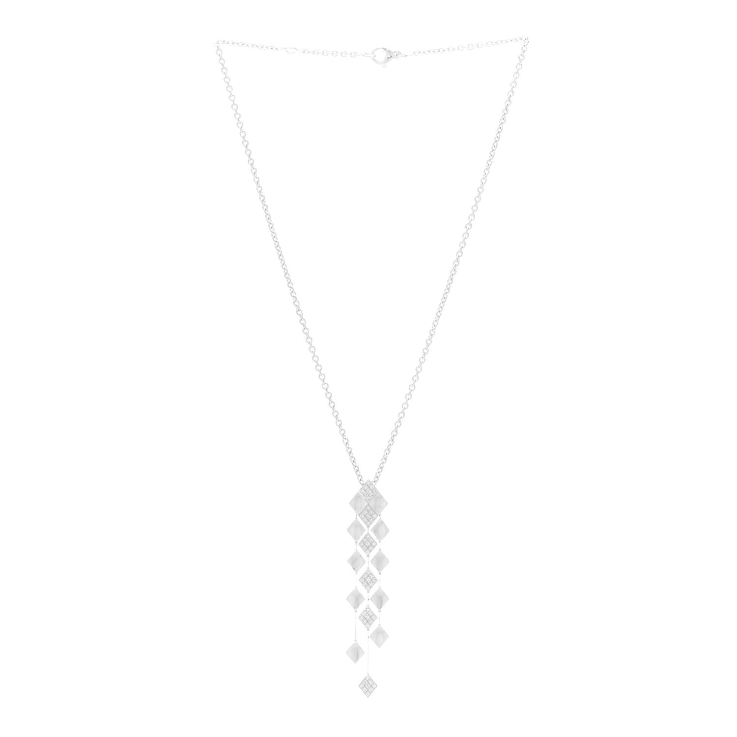 Chanel 18K White Gold Diamond Matelasse Necklace 3 of 6