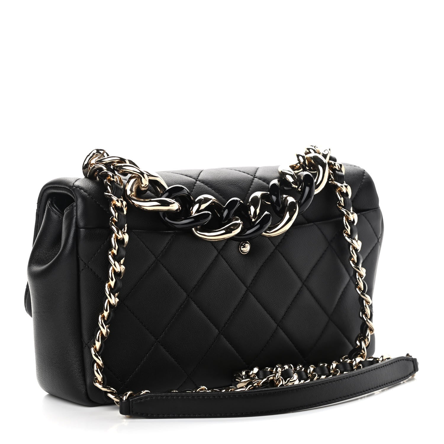 Chanel Lambskin Quilted Resin Bi-Color Chain Flap Bag Black 3 of 12