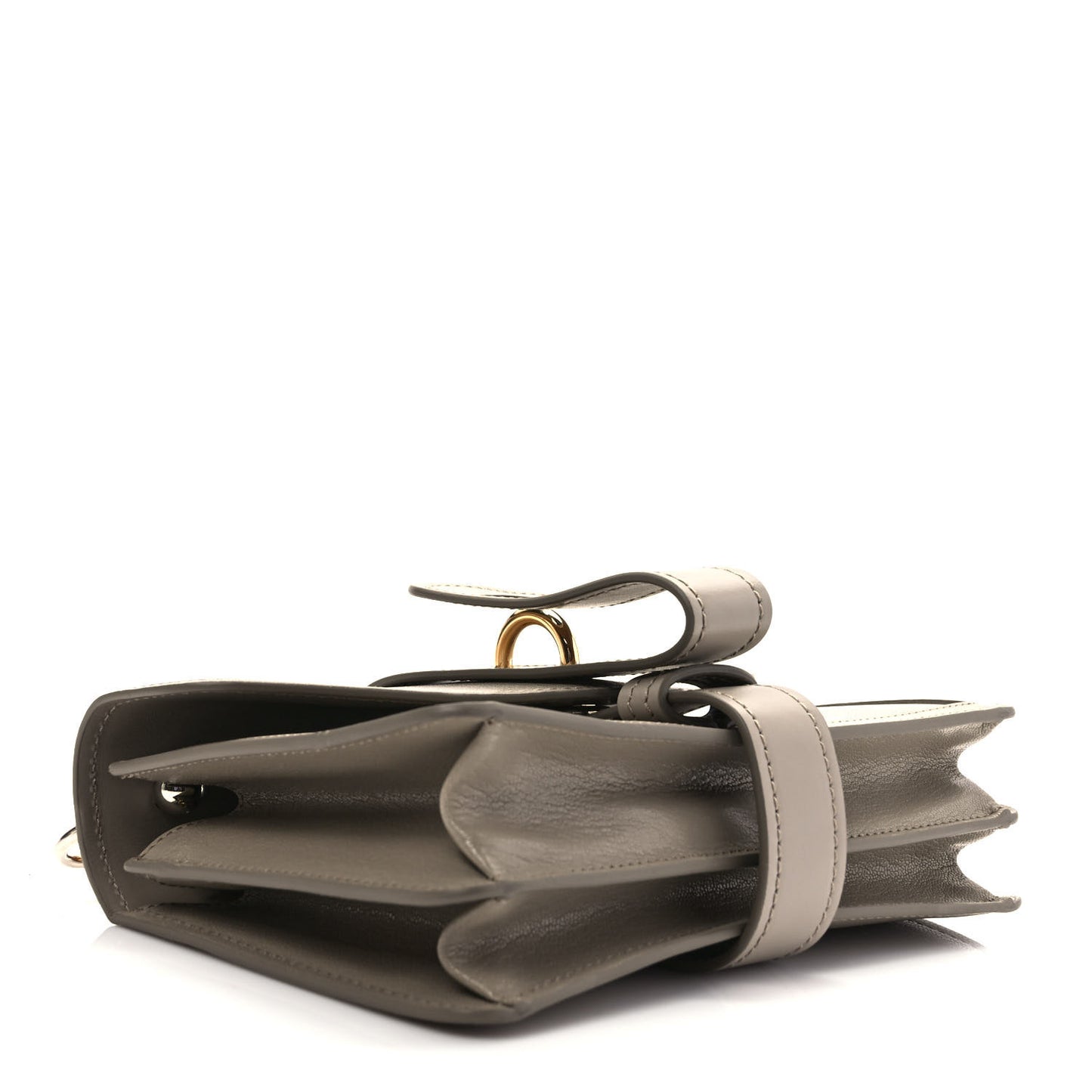 Shiny Goatskin Calfskin Aby Chain Shoulder Bag Motty Grey