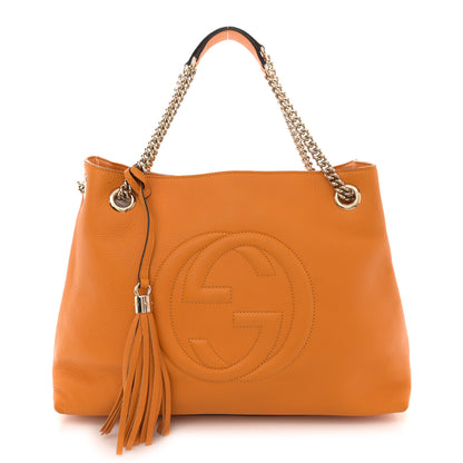 Gucci Pebbled Calfskin Medium Soho Chain Shoulder Bag Curcuma 1 of 13