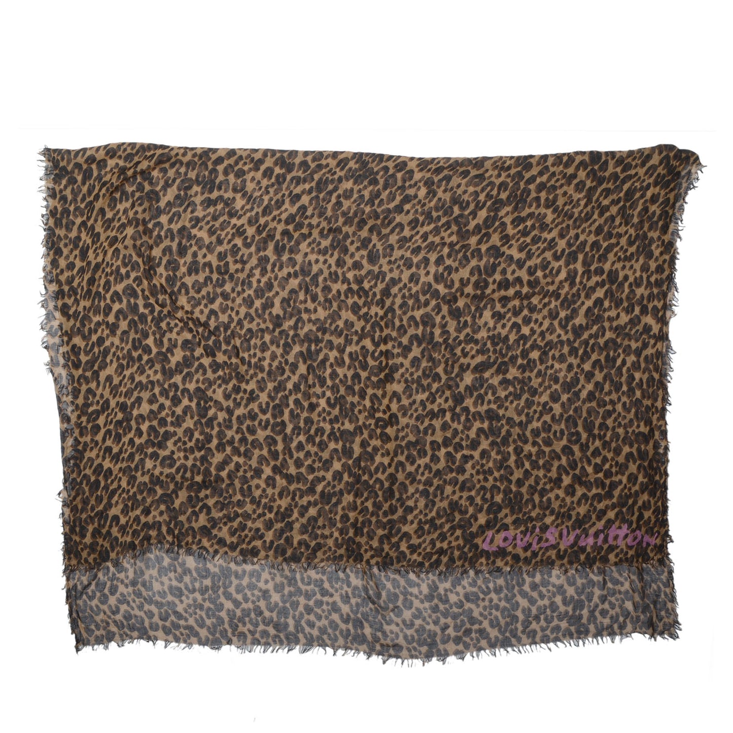 Cashmere Silk Leopard Stole Brown