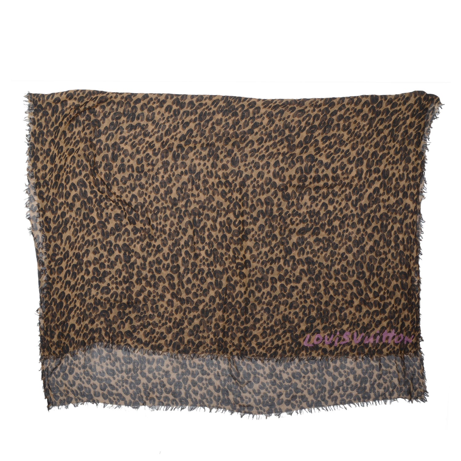 Louis Vuitton Cashmere Silk Leopard Stole Brown 4 of 5