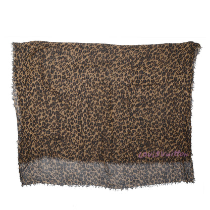 Louis Vuitton Cashmere Silk Leopard Stole Brown 4 of 5