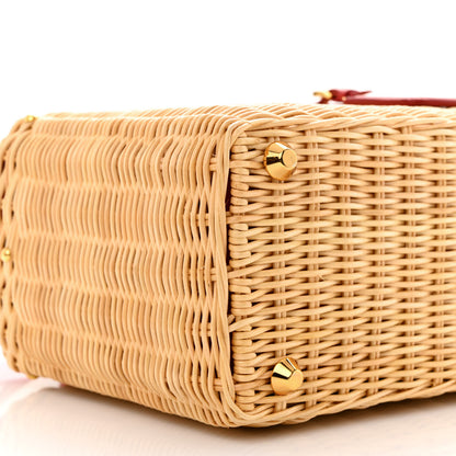 Prada Wicker Canvas Tote Naturale Red 10 of 16