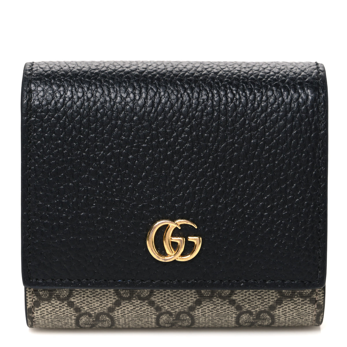 Gucci Dollar Calfskin GG Supreme Monogram Medium GG Marmont Wallet Black Beige Ebony 1 of 8