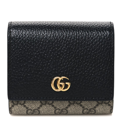 Gucci Dollar Calfskin GG Supreme Monogram Medium GG Marmont Wallet Black Beige Ebony 1 of 8