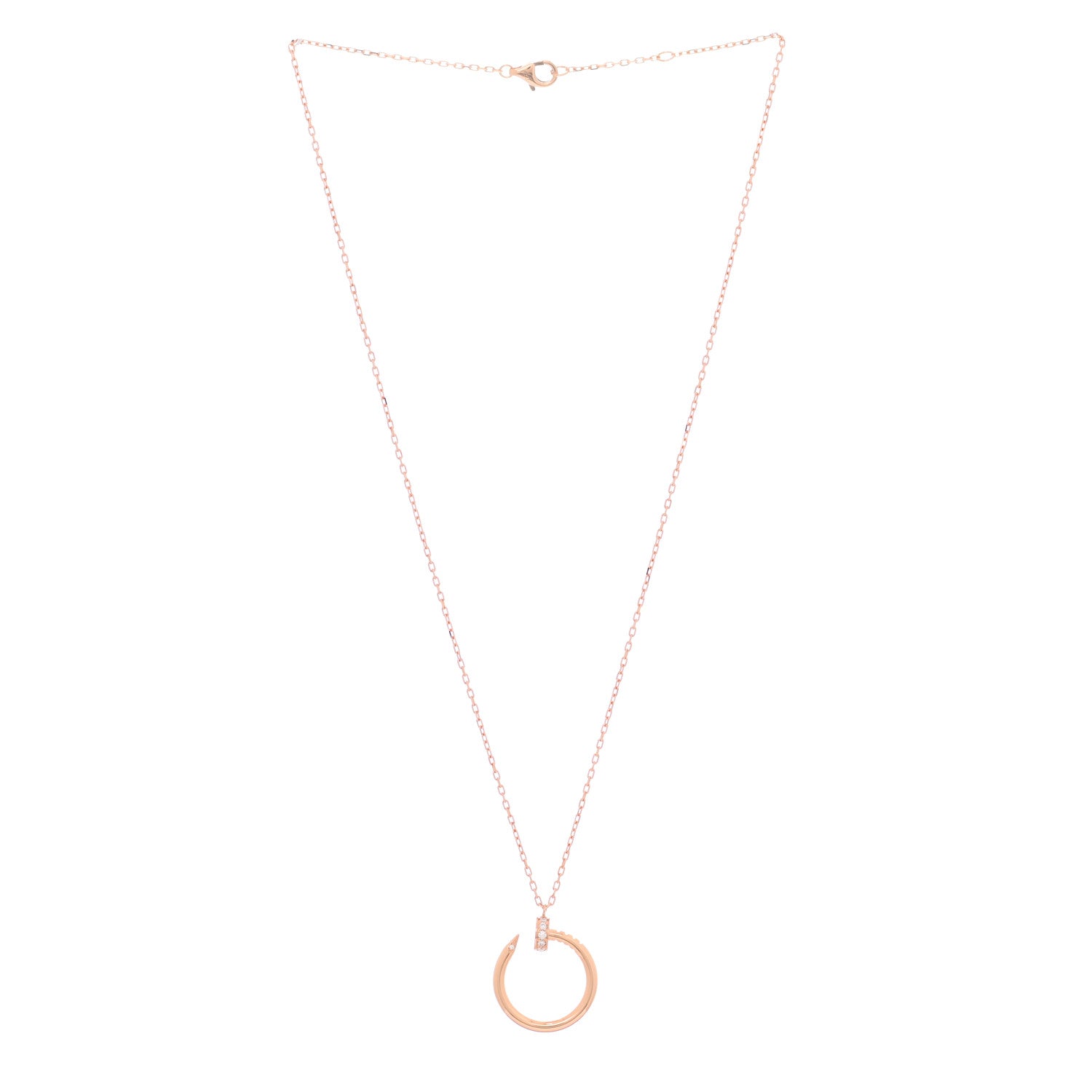 Cartier 18K Pink Gold Diamond Juste Un Clou Pendant Necklace 3 of 6