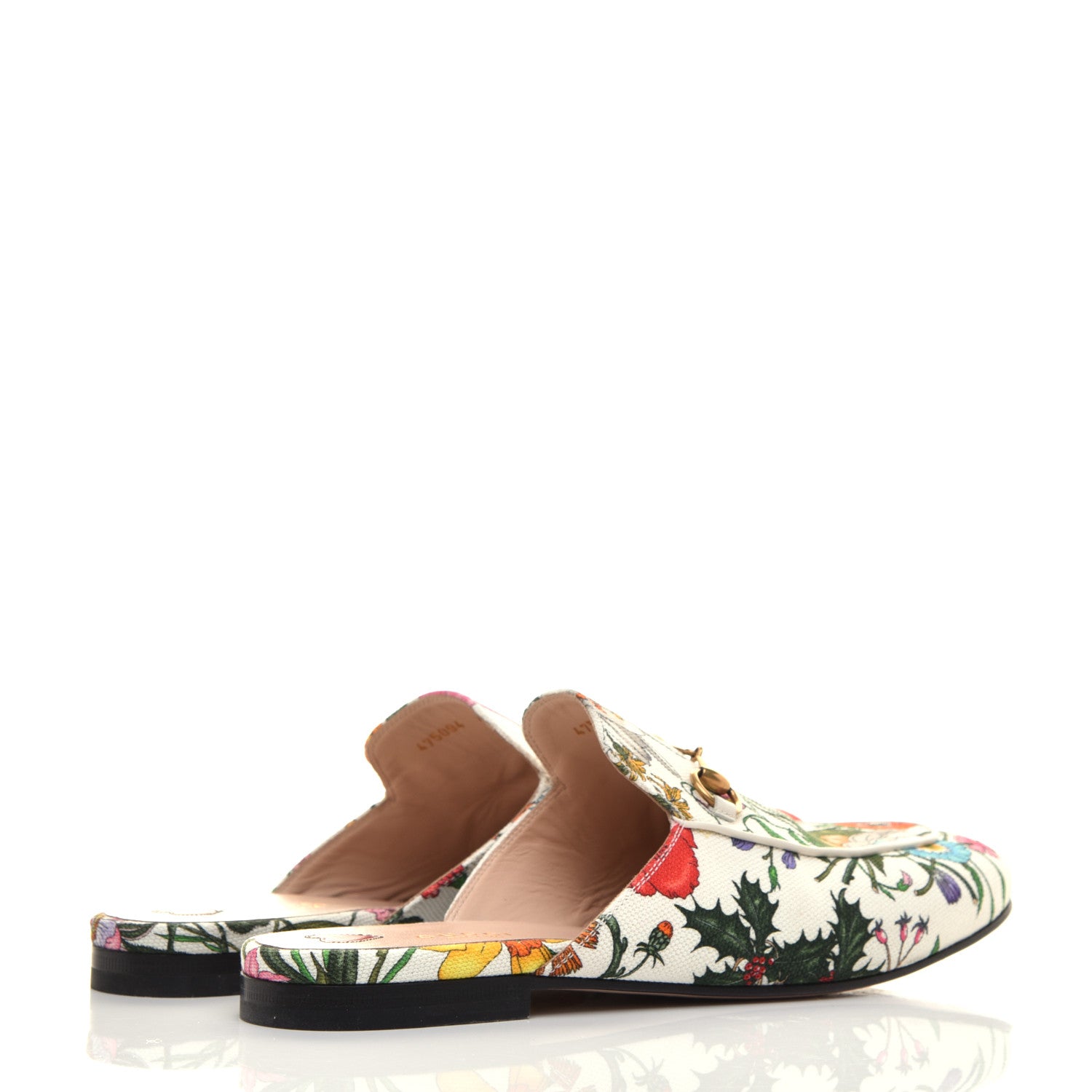 Gucci Canvas Flora Womens Princetown Slippers 40.5 White Multicolor 4 of 8