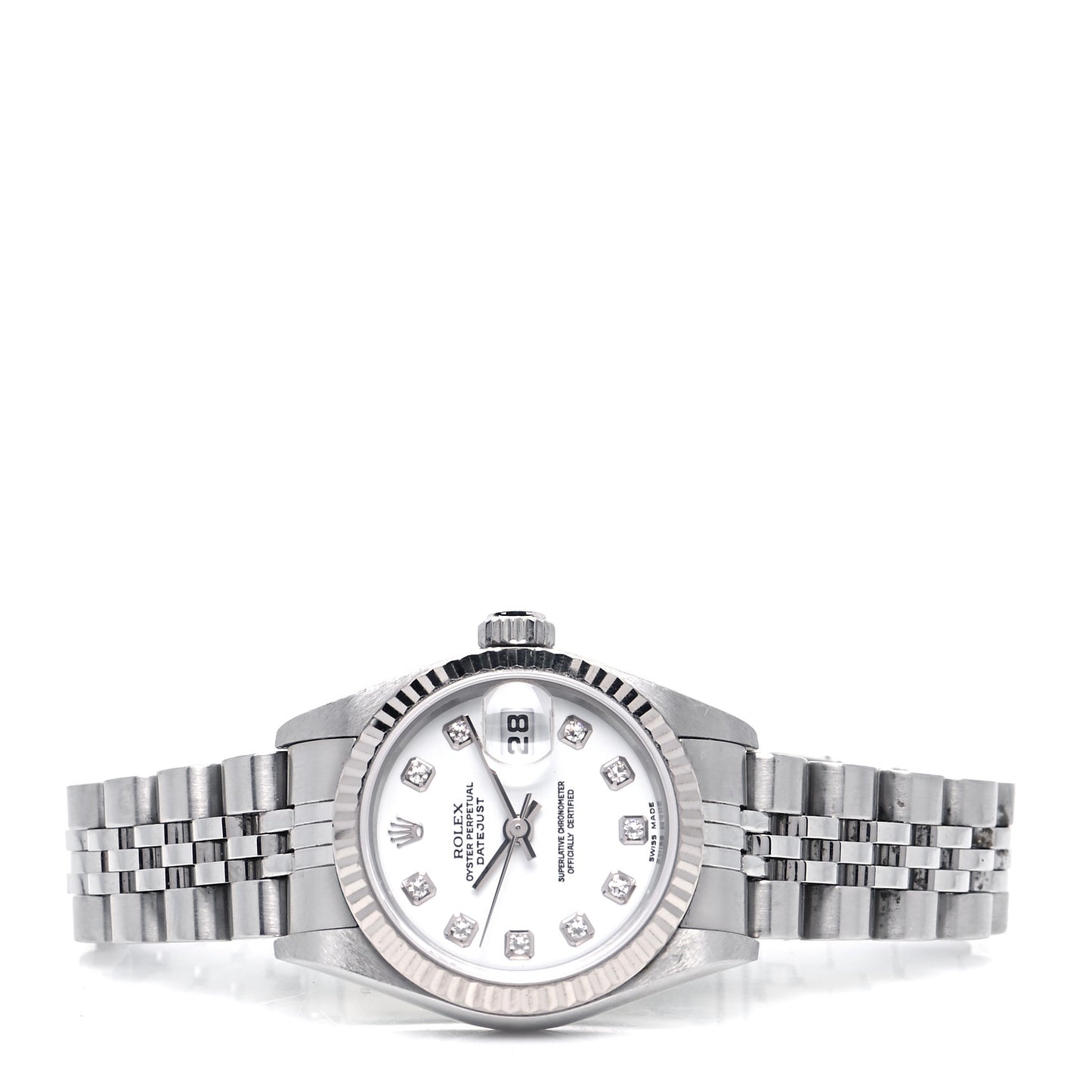 Stainless Steel 18K White Gold Diamond 26mm Oyster Perpetual Datejust Watch White 79174