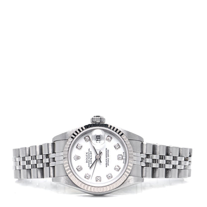 Rolex Stainless Steel 18K White Gold Diamond 26mm Oyster Perpetual Datejust Watch White 79174 3 of 8