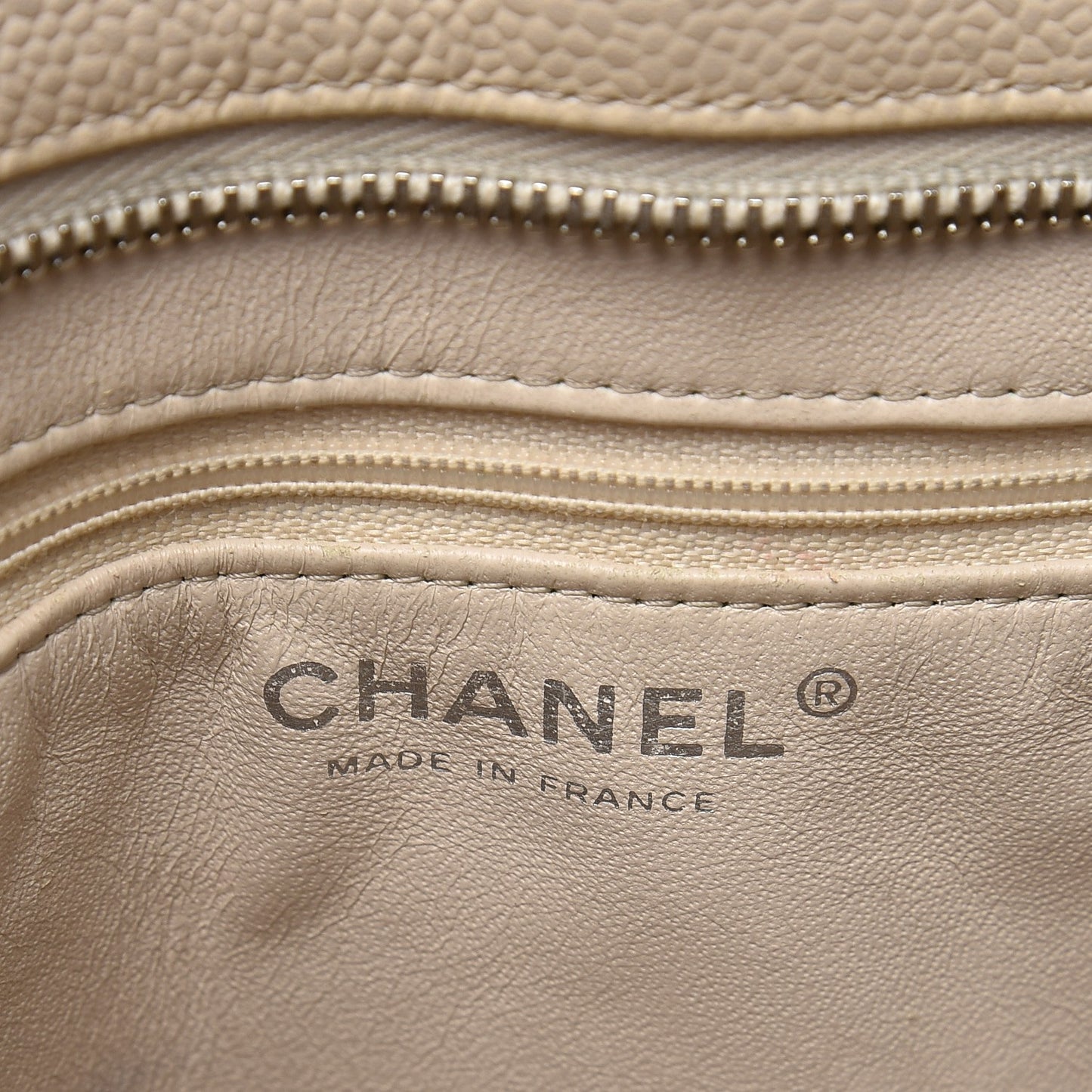 Caviar Quilted Medallion Tote Light Beige