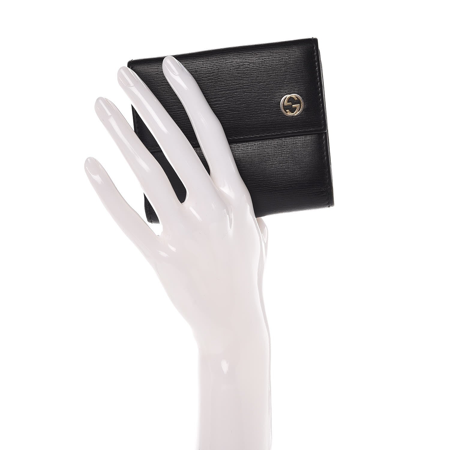 Gucci Calfskin Interlocking G French Wallet Black 2 of 6