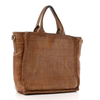 Prada Goatskin Woven Shopping Tote Cacao 3 of 16