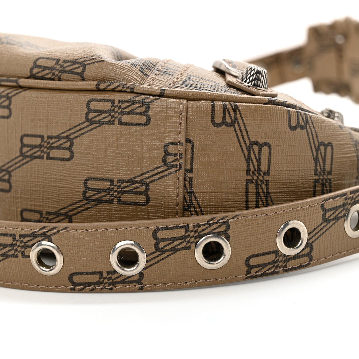 Coated Canvas BB Monogram Le Cagole Shoulder Bag XS Beige Brown