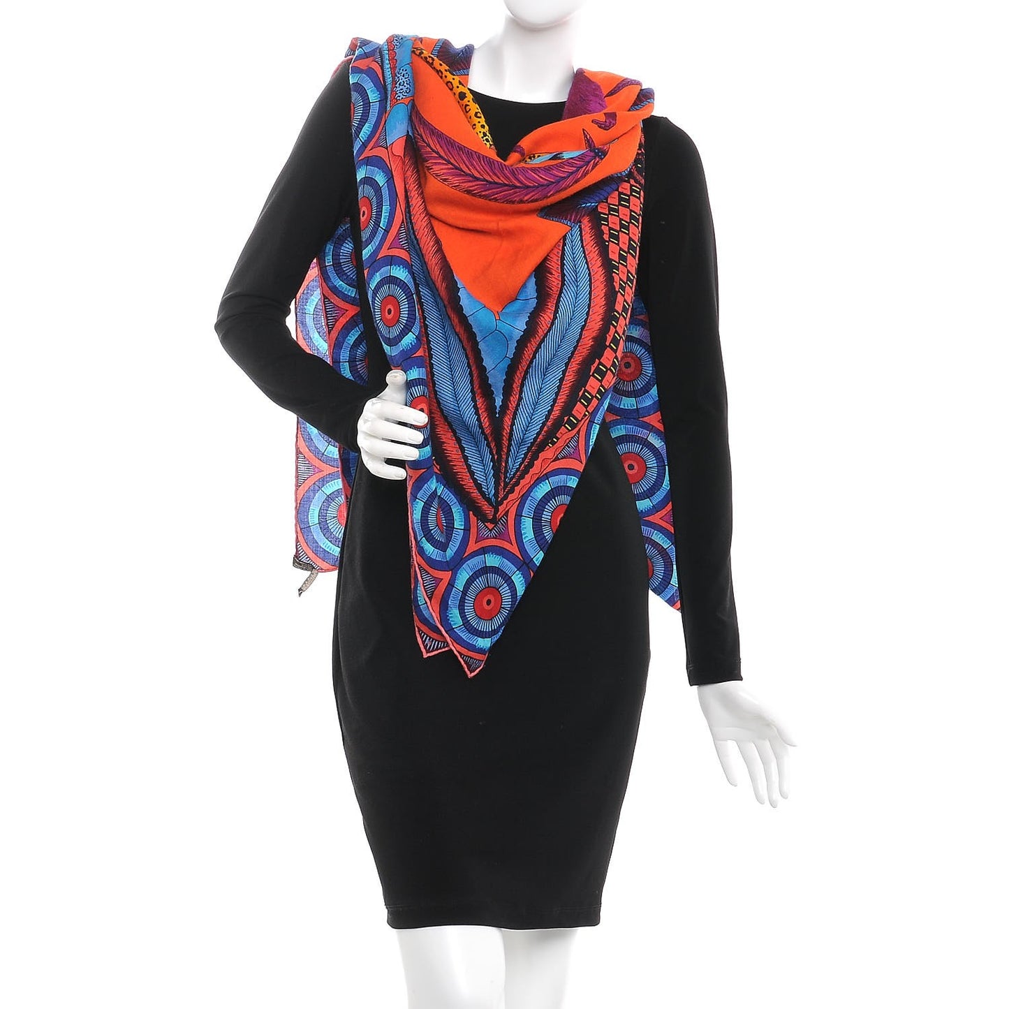 Cashmere Silk The Savana Dance Shawl 140 Vermillion Cobalt Violet