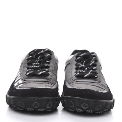 Chanel Nylon Calfskin Suede CC Sneakers 36 Grey Black White 2 of 8
