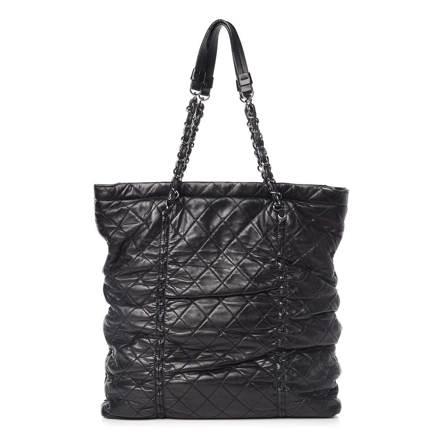 Lambskin Quilted Sharpei Shopping Tote Black