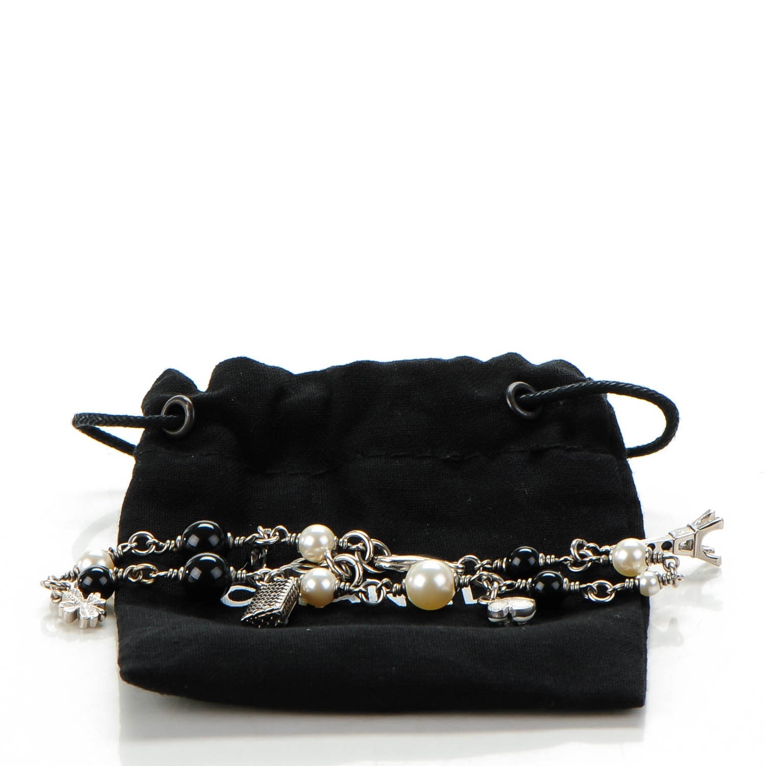 Chanel Pearl Beaded Charm Bracelet Silver 9 of 9