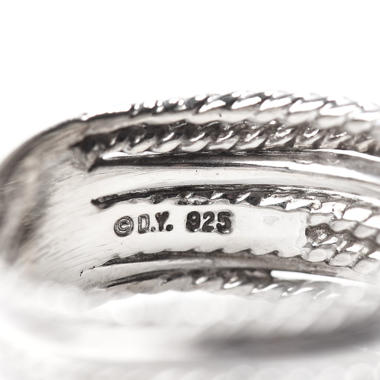 Sterling Silver Diamond 11mm Wide Crossover Cable Ring 60 9
