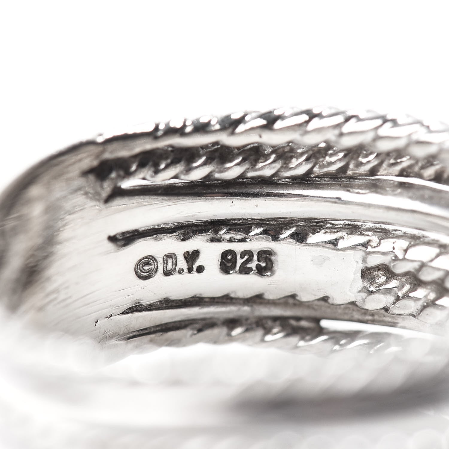 David Yurman Sterling Silver Diamond 11mm Wide Crossover Cable Ring 60 9 5 of 5