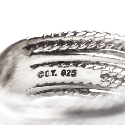 David Yurman Sterling Silver Diamond 11mm Wide Crossover Cable Ring 60 9 5 of 5