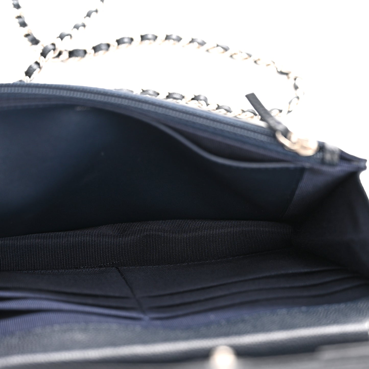 Caviar Quilted Wallet on Chain WOC Navy Blue