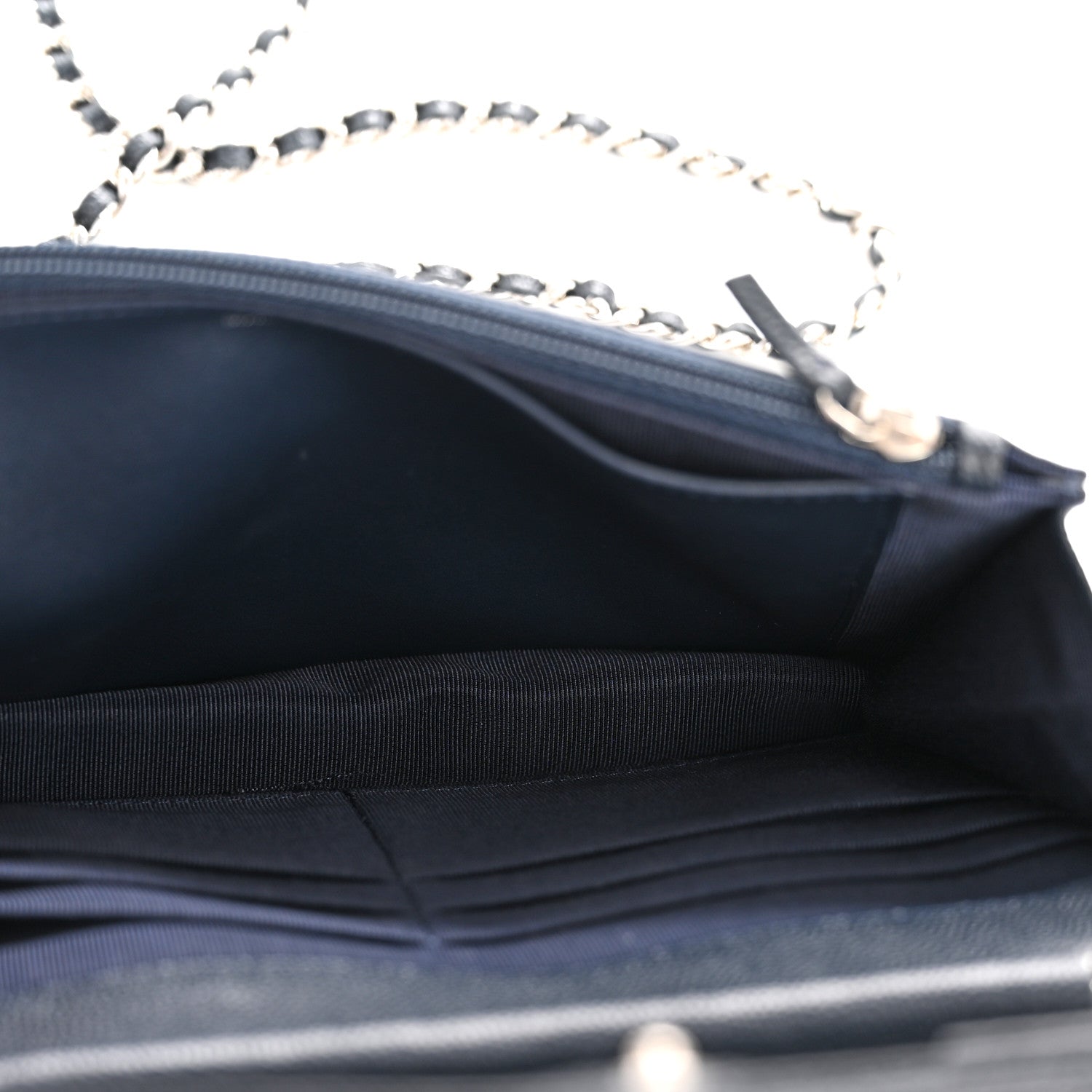 Chanel Caviar Quilted Wallet on Chain WOC Navy Blue 5 of 13