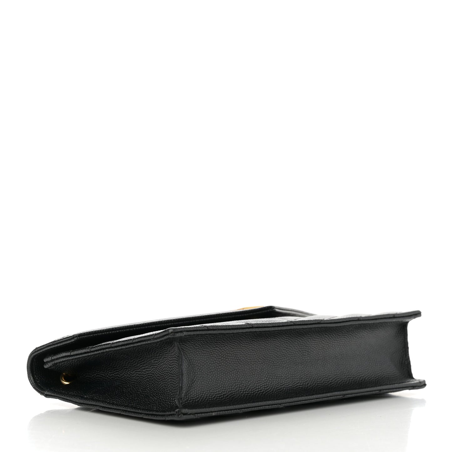 Grain De Poudre Matelasse Chevron Monogram Envelope Chain Wallet Black