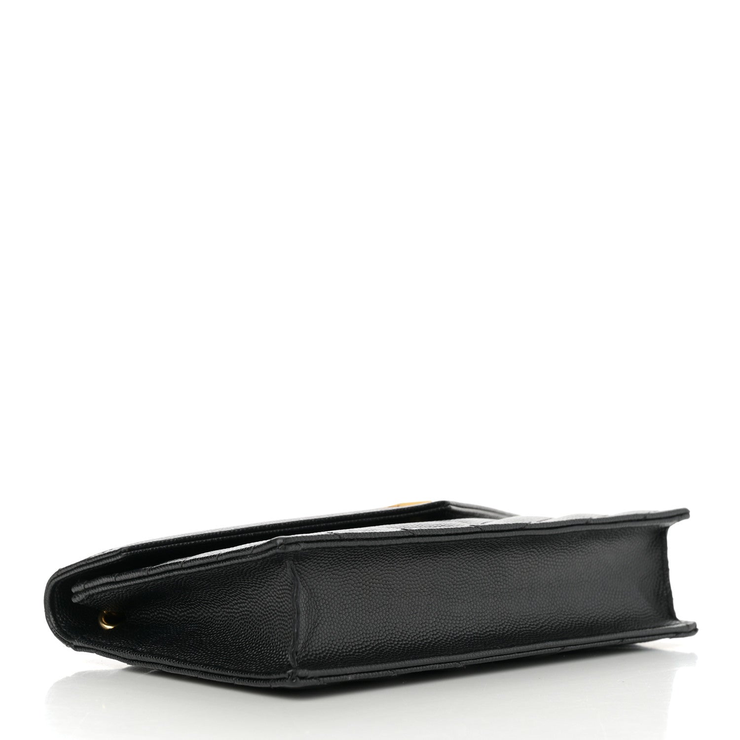 Saint Laurent Grain De Poudre Matelasse Chevron Monogram Envelope Chain Wallet Black 4 of 14