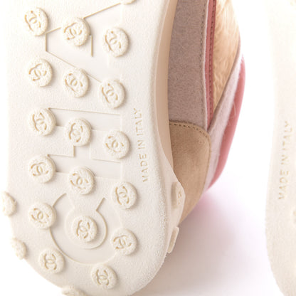 Chanel Nylon Calfskin Suede Womens CC Sneakers 38 Beige Pink 10 of 11