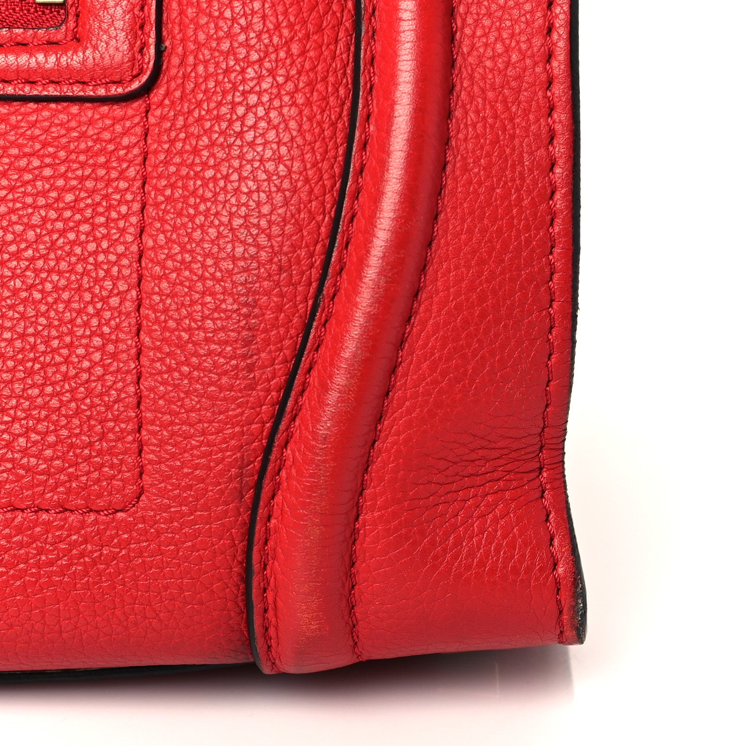Celine Drummed Calfskin Mini Luggage Coquelicot 10 of 11