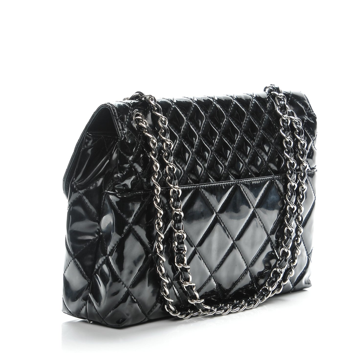 Vinyl Quilted In the Business Flap Bag Black