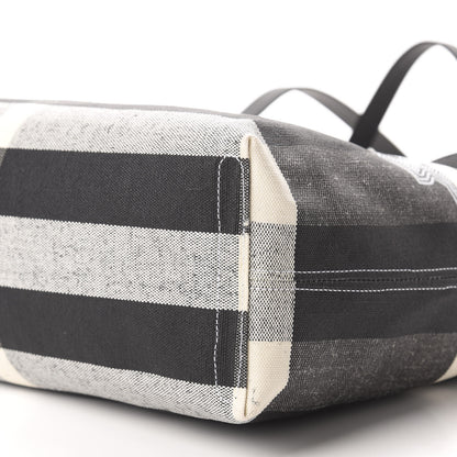 Burberry Coated Canvas Mega Check Medium Doodle Tote Black White 7 of 9