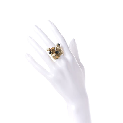 Saint Laurent Arty Dots Ring 5.5 Black White Gold 2 of 5