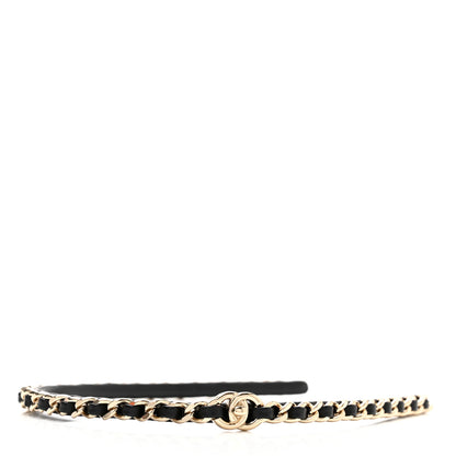 Chanel Metal Lambskin Chain CC Headband Black Gold 3 of 6