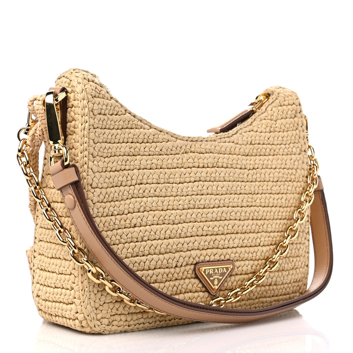 Yarn Raffia Effect Crochet Mini Re-Edition 2000 Shoulder Bag Naturale