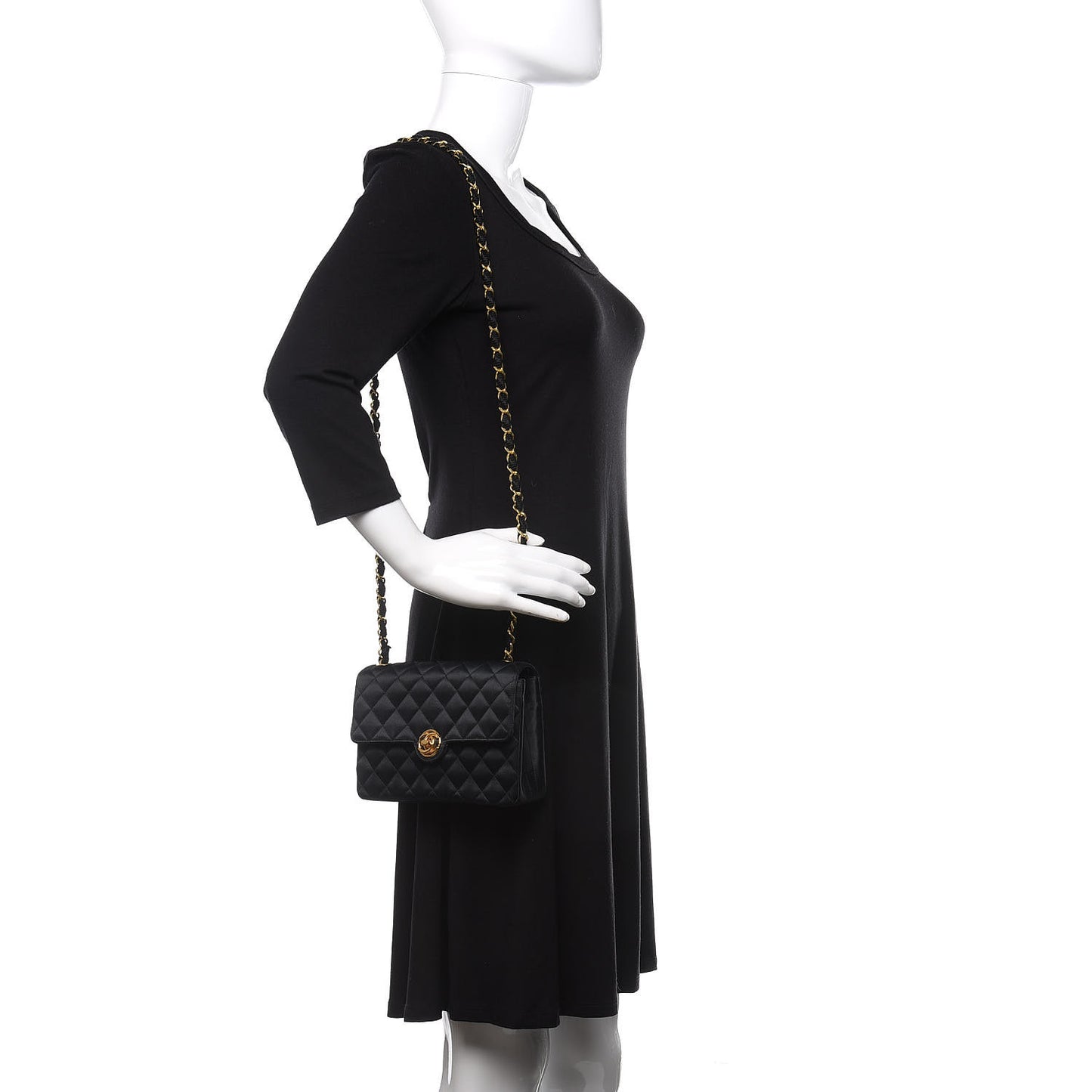 Satin Quilted Evening Bag Black