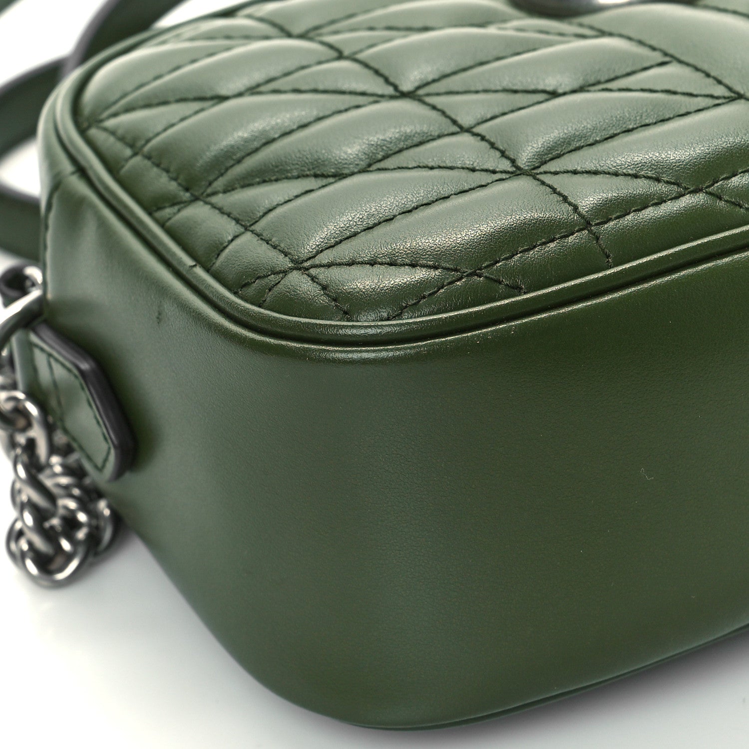 Gucci Calfskin Matelasse Aria Small GG Marmont Chain Shoulder Bag Military Wood 8 of 9