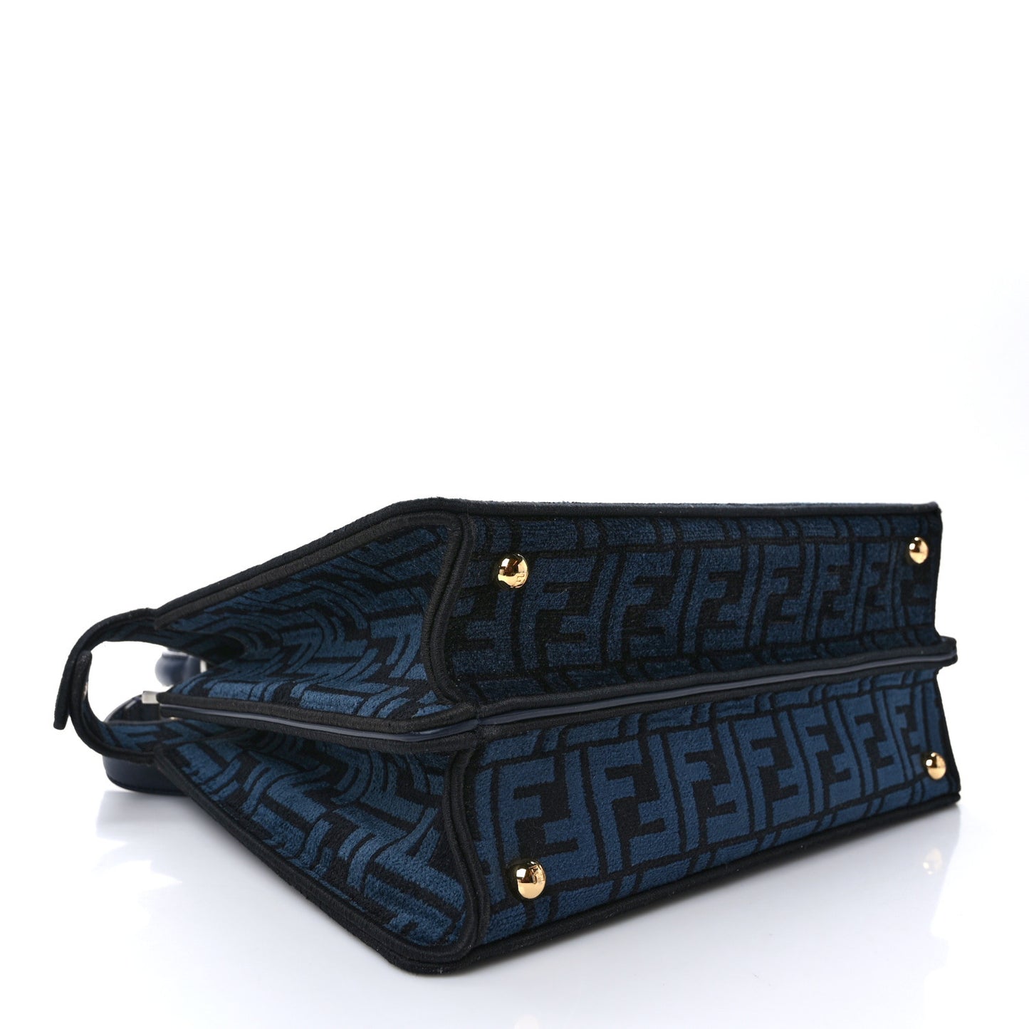 Chenille Vitello Seta FF Medium Peekaboo I SEE U Satchel Blue Black