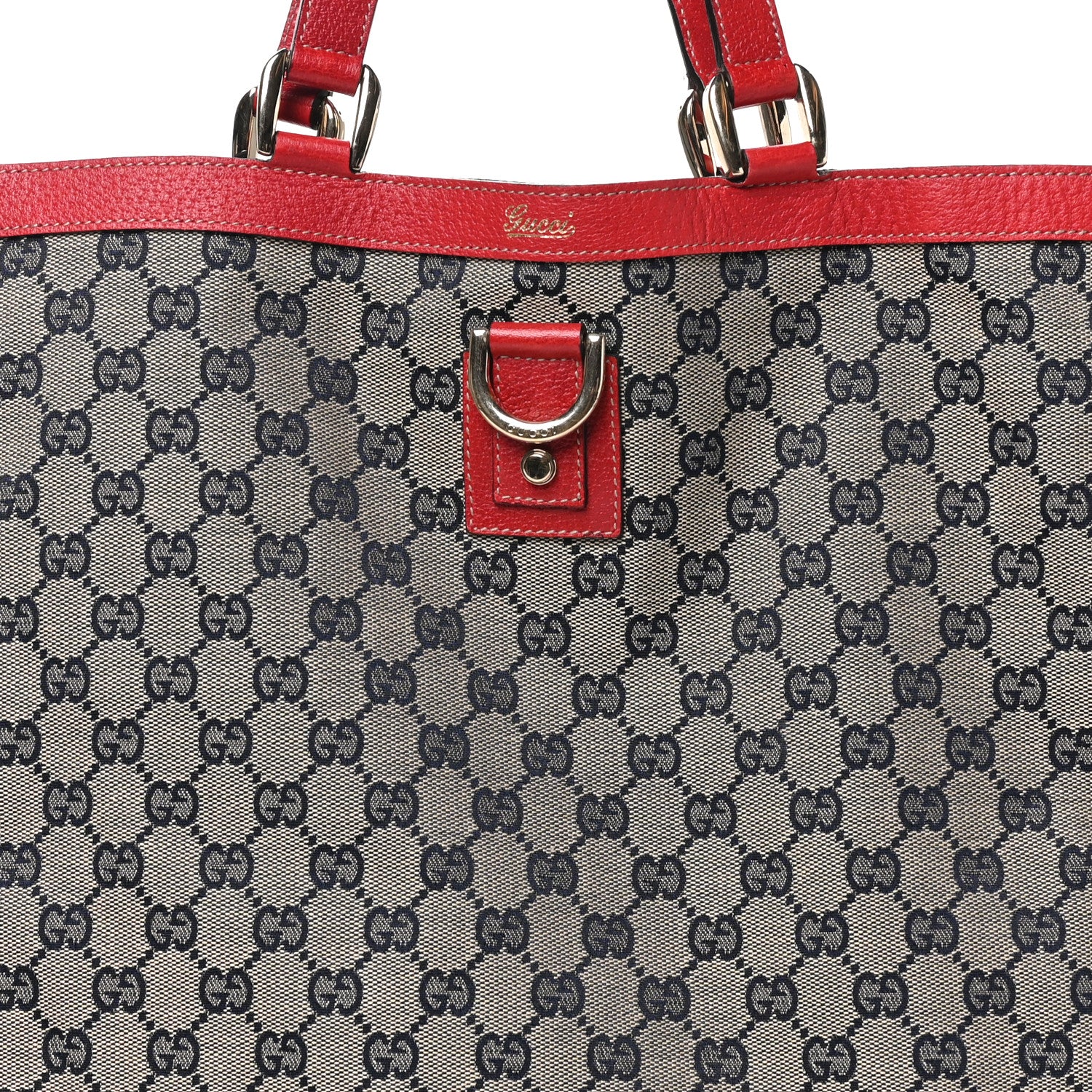 Gucci Monogram Abbey Tote Navy Red 8 of 10