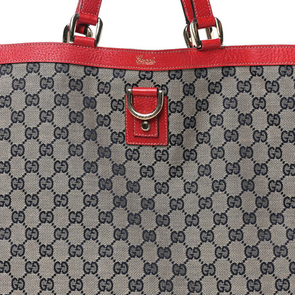 Gucci Monogram Abbey Tote Navy Red 8 of 10