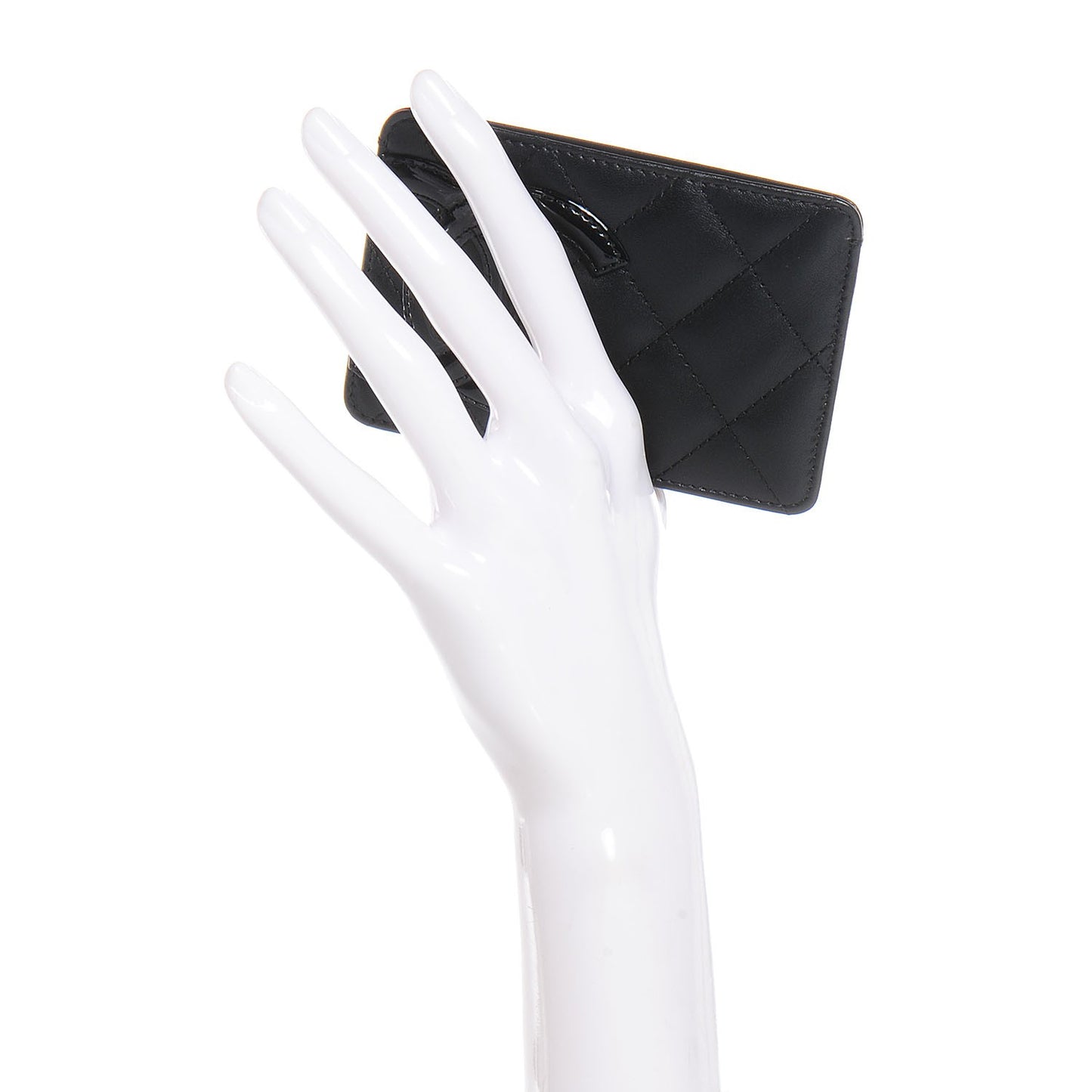 Calfskin Quilted Cambon Card Holder Black