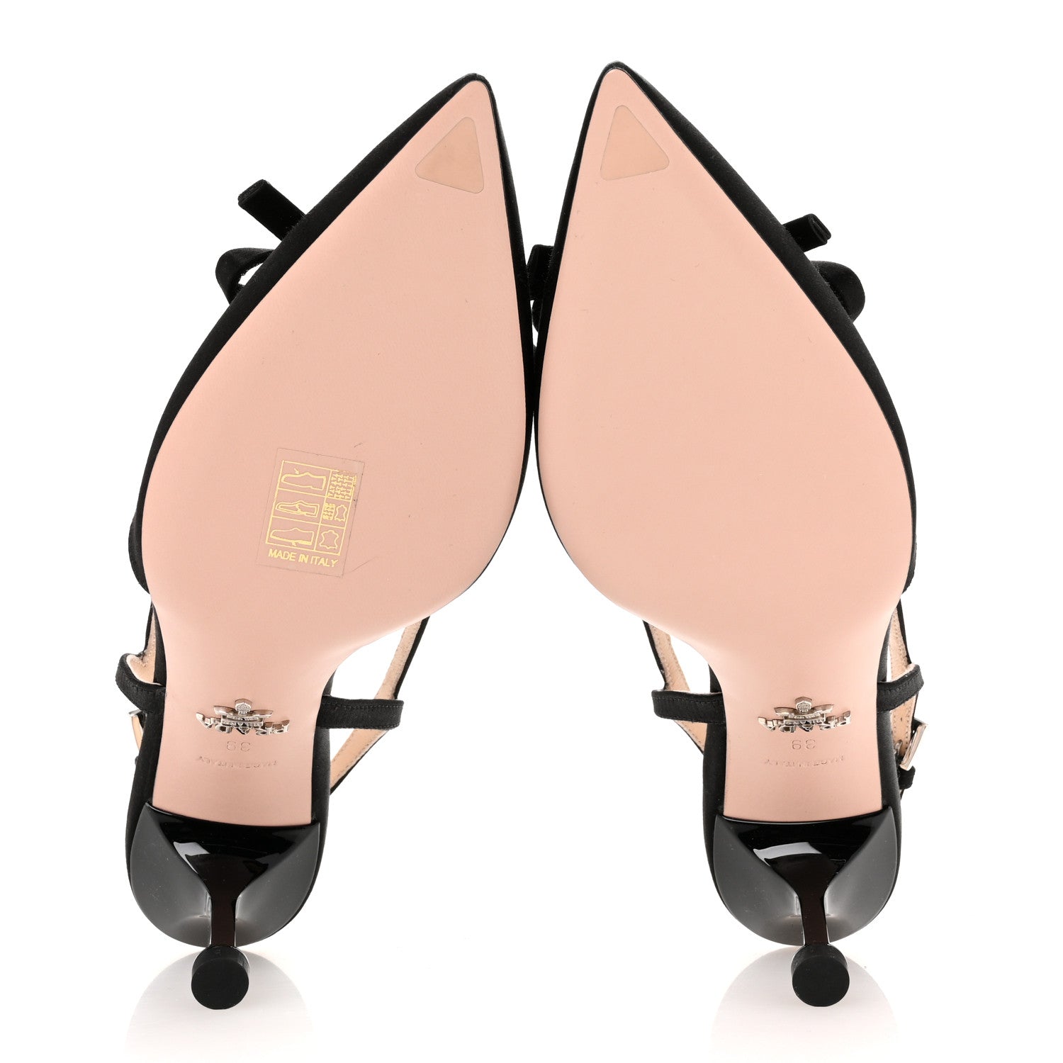Prada Satin Bow Pointed Toe Slingback Pumps 39 Black 6 of 9